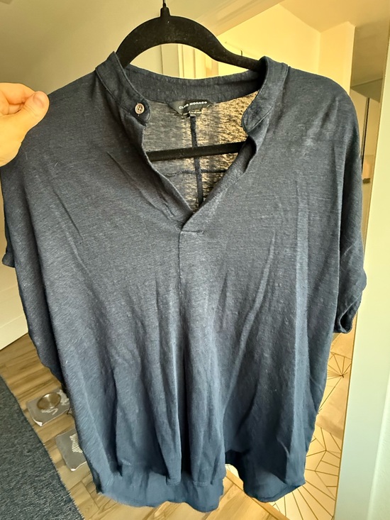 Club Monaco Tops - Club Monaco woman’s  Dark Blue Short-Sleeve Henley Polo